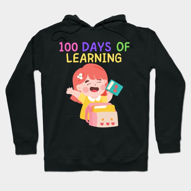 100 DAYS OF LEARNING Cute Kawaii School Girl Happy Student Hoodie by CoolFactorMerch